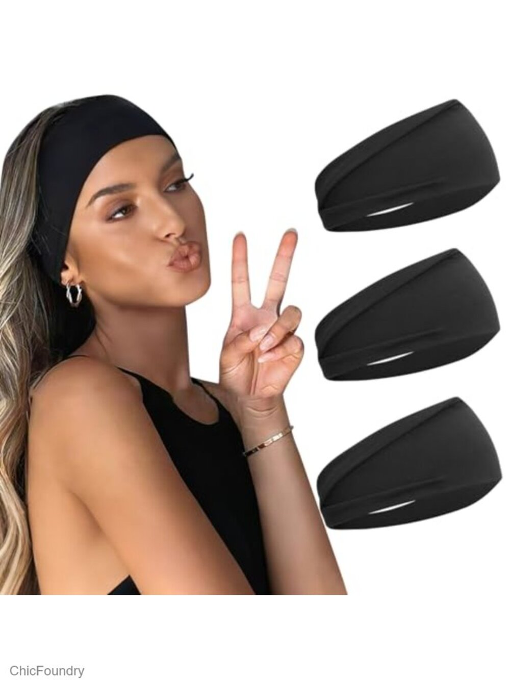 Wide Non-Slip Elastic Headbands for Women, 3 Pack, Soft